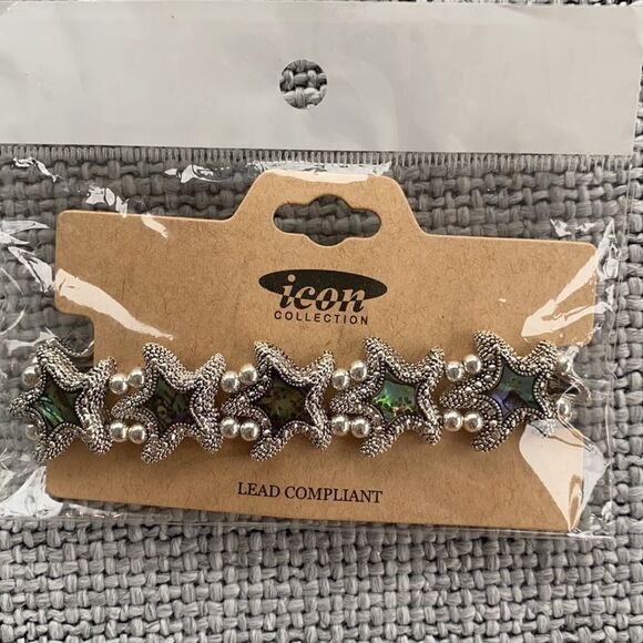 Icon Stretchy Starfish Silver Iridescent Bracelet‎ - Picture 2 of 2